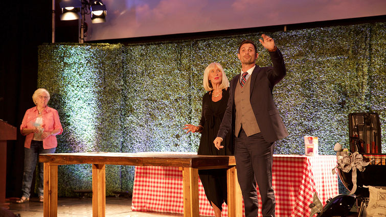 Lynn, Martha and the Auctioneer Auctioneer at Dishes for Wishes.