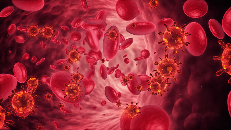 Scientific illustration of blood cancer