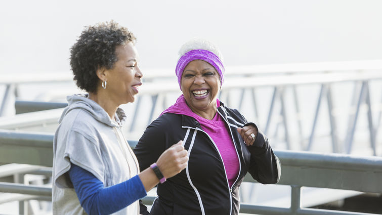 Two women jogging