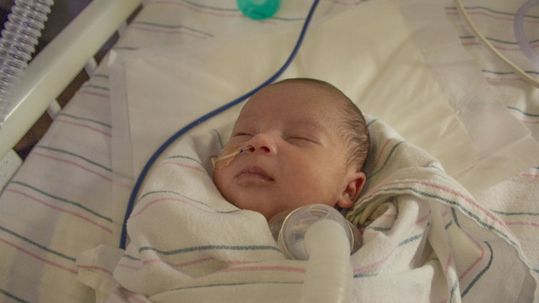 Jethro Quach at three weeks old in the NICU at LLU Children's Hospital