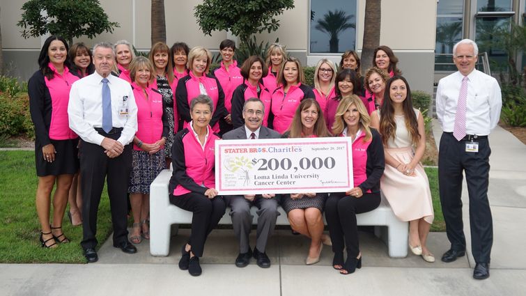 Members of Inland Women Fighting Cancer, Stater Bros. Charities and Loma Linda University Cancer Center during the check presentation on Wednesday, Sept. 20.