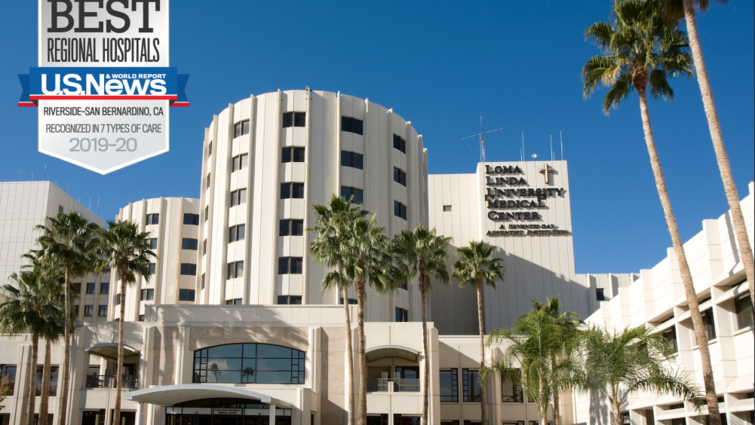 photo of front of medical center on sunny day with best hospital badge 