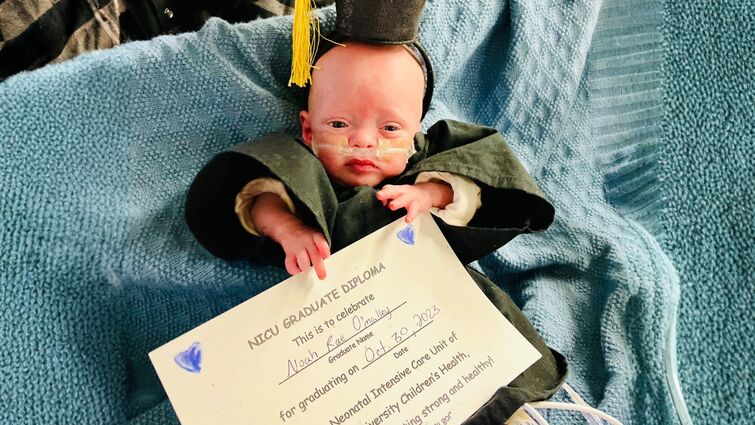 Noah graduating from NICU