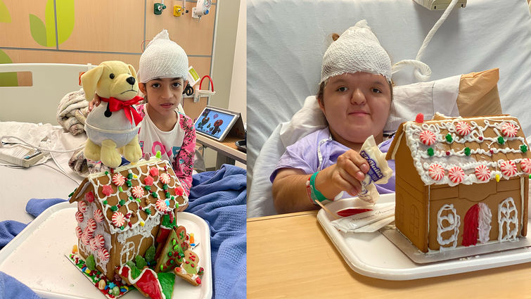 two patients with their gingerbread houses