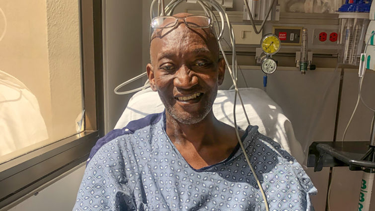 Albert Richards smiles after a life-saving transplant surgery at LLUMC. Albert Richards after transplant surgery