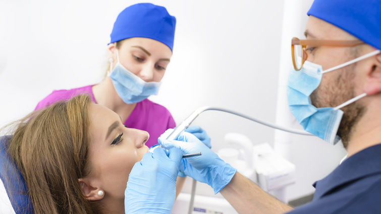 patient at the dentist office