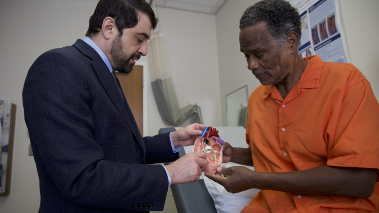 Doctor and patient examine heart