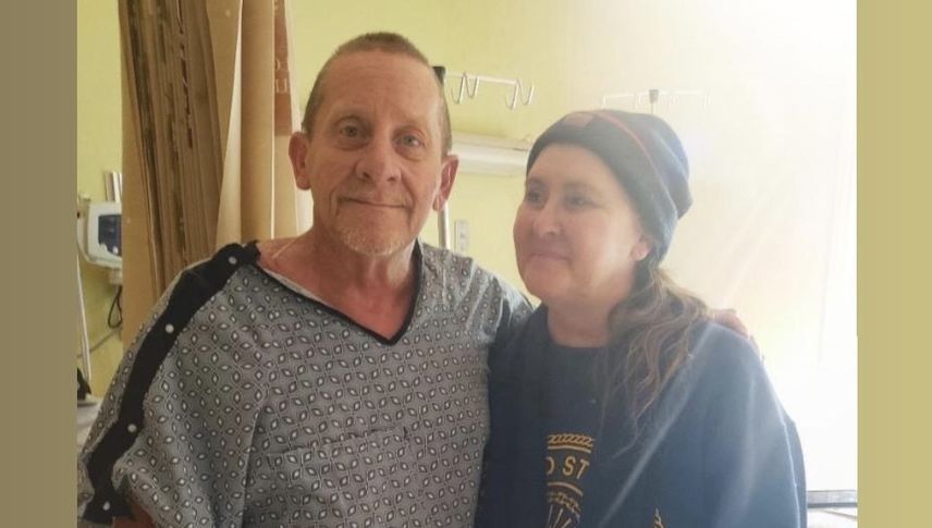 Dennis Backus with his sister at Loma Linda University Health.