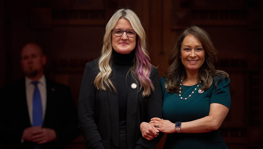 Dr. Amy Young stands arm in arm with State Senator Rosilicie Ochoa Bogh