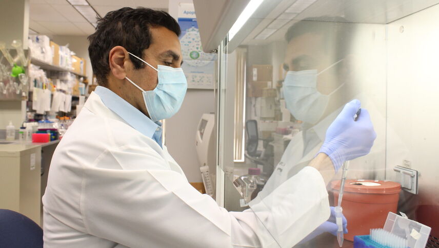 Dr, Hisham Abdel-Azim working in a clinical science lab