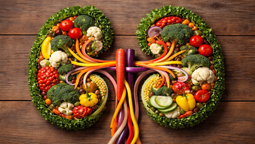 Vegetables arranged in the shape of kidneys