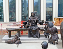 The "Come Unto Me" sculpture will serve as an inspirational site for visitors and patients arriving at the future hospital. Come Unto Me Sculpture new site