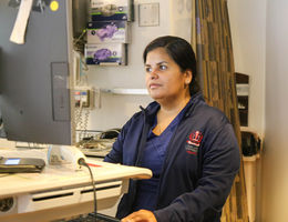 Female nurse working on the computer