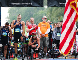 Let the race begin. racers at the start line