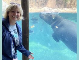 Rita Conrad meets Fiona the hippo at the Cincinnati Zoo in 2021.