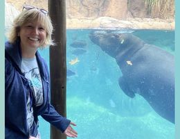 Rita Conrad meets Fiona the hippo at the Cincinnati Zoo in 2021.