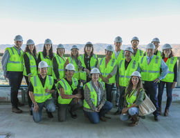 representatives from san manuel band of mission indians stand on balcony of new hospital tower