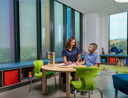 One of five non-medical procedure playrooms at LLU Children's Hospital where children can enjoy arts, crafts, games, and movies