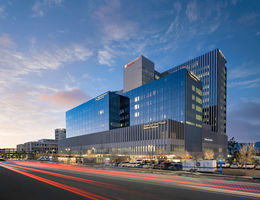 evening panoramic shot of hospital towers