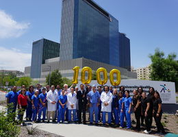 LLUMC’s TAVR care team members gathered on May 15 to celebrate the milestone of 1,000 procedures.