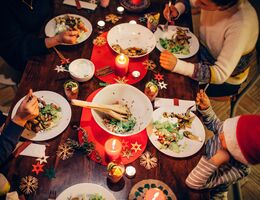 Family eating Christmas dinner 