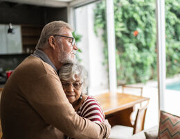 senior couple hugging
