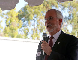 Richard Chinnock, MD, medical director of Loma Linda University Children's Hospital, addressing attendees at the Inland Empire Autism Assessment Center of Excellence grand opening. The event took place on Friday, January 6. Richard Chinnock, MD