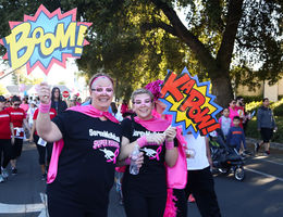 BOOM. KAPOW. These two superheroes are ready to fight cancer at the 9th annual Believe Walk. Participants in the Believe Walk