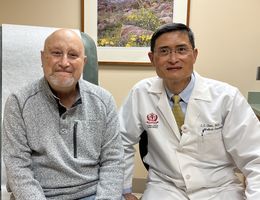 William Scalese (left) partnered with Dr. C.S. Chen (right) for his prostate cancer care. Together they celebrated immediate results from Scalese's first round of PSMA therapy at LLU Cancer Center. From left: William Scalese and Dr. Chen.