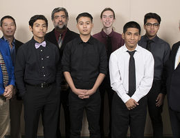Students recognized at the el-MSOP Capstone event honoring the first group of Indian Springs High School participants with their instructor and faculty from Loma Linda University School of Allied Health Professions.