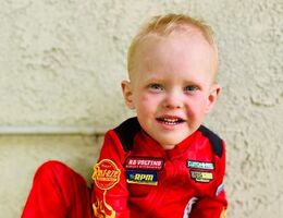 Side-by-side photo of Noah when he was just born and now