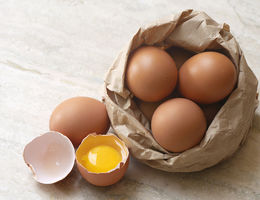 Bag of brown eggs