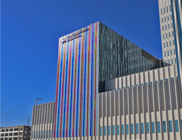 Children's Hospital tower colorful facade