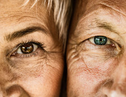 Close up shot of older couple's eyes