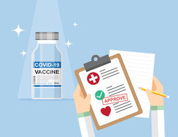 Vaccines approved for use in patients, Vector illustration in flat style