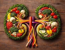 Vegetables arranged in the shape of kidneys