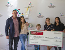 On behalf of the hospital, Loma Linda University Children’s Hospital patient Josh Olson, 10, of Temecula, accepted a check for $1 million from The John P. Previti Memorial Foundation on Monday, Oct. 8.