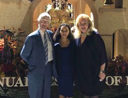 From left, Dr. Bailey, Lexi Anderson and Rachelle Bussell representing Loma Linda University Health at the Rose Bowl Parade.