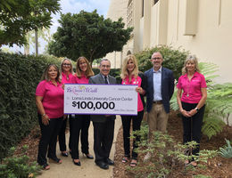 Stater Bros. Charities and Inland Women Fighting Cancer present a $100,000 check to LLU Cancer Center