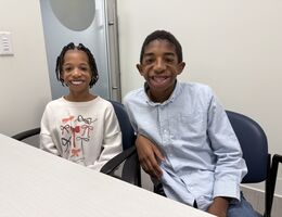 Harold Thronson, 14, and his younger sister Niki Thronson, 12, on their Osia activation day, January 14, 2026, at Loma Linda University Children’s Hospital