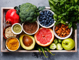 tray of fruits and vegetables