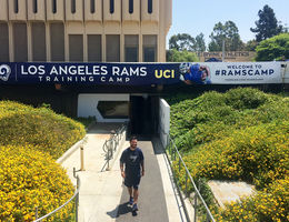 Jesse Gutierrez at Rams camp. LLU School of Public student tackled a dream assignment with the Los Angeles Rams.