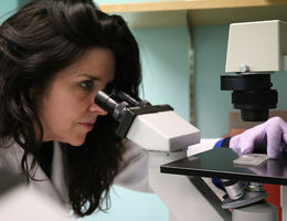 Kimberly Payne, PhD, CEO of Elf Zone, Inc, searches for better treatments for a deadly form of childhood cancer. (photo by Kristen Hwang)