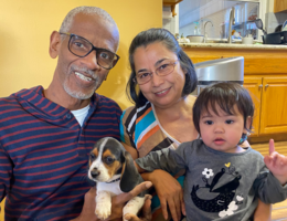 From left: Everett Roberts, Mrs. Roberts, and their granddaughter