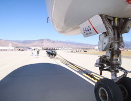 One of two teams pulling a 757 aircraft at the SBD Fest Plane Pull