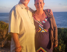 man and wife on the beach