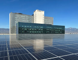 New solar panel array will provide power to Faculty Medical Clinics office building.