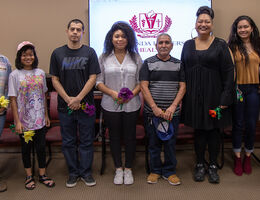 Forever linked (left to right): Tracy Newton, Asia Khem, Mauricio Reyes Valdes, Thya Broadway, Luis Jara, Josephine Save, Melody Save, Maria Gomez