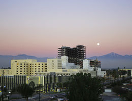 Moon rise over Loma Linda Medical Center