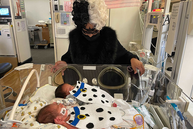 cruella deVil with nicu babies